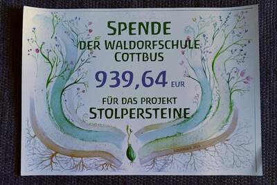 Die Waldorfschule Cottbus sammelt über 900 Euro für neue Stolpersteine!